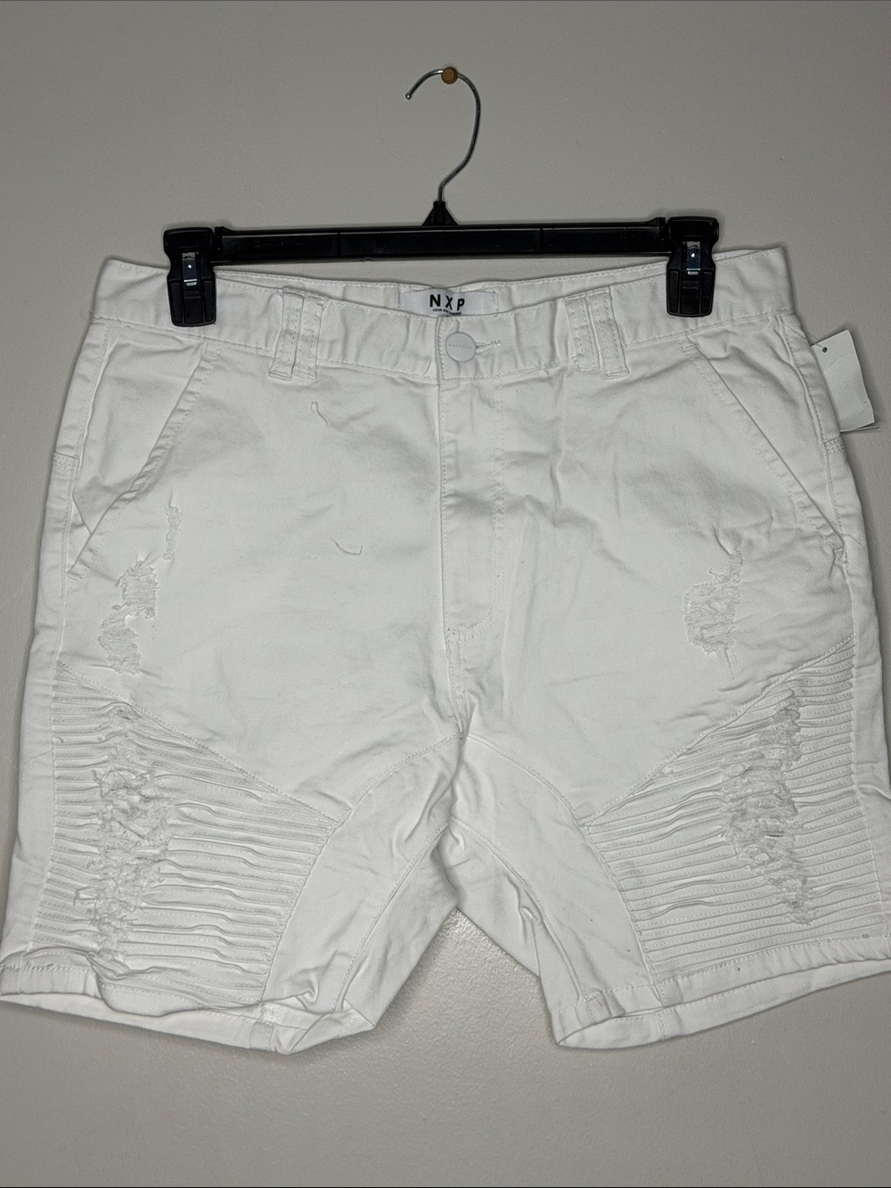 Men's White Distressed Jean Shorts